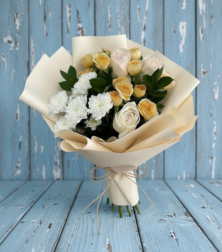 Букет цветов из: Розы и Хризантемы в Алупке