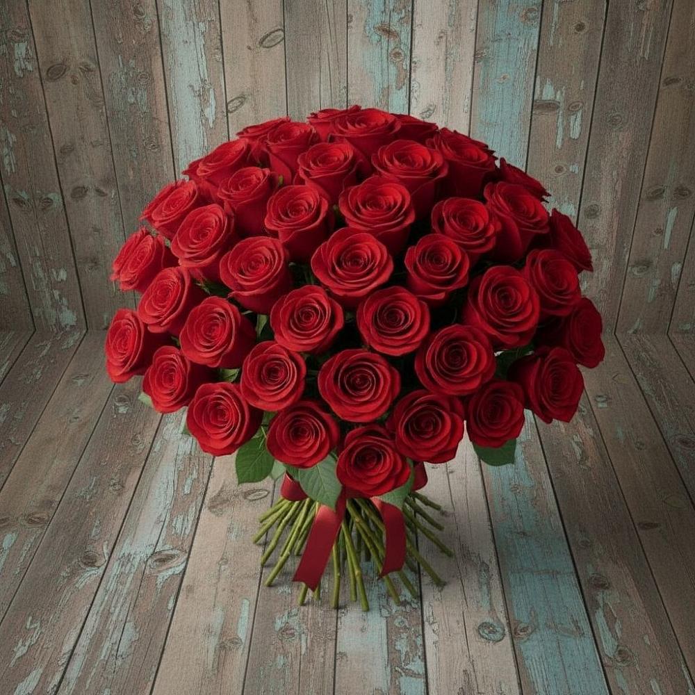 Букет 55 Красных роз Фридом в Алупке