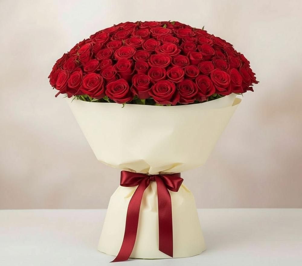Букет 101 Красная роза Милано в Алупке