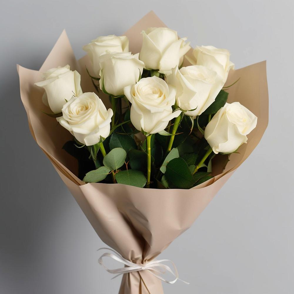 Букет 9 Белых роз Эдлесс Лав в Алупке