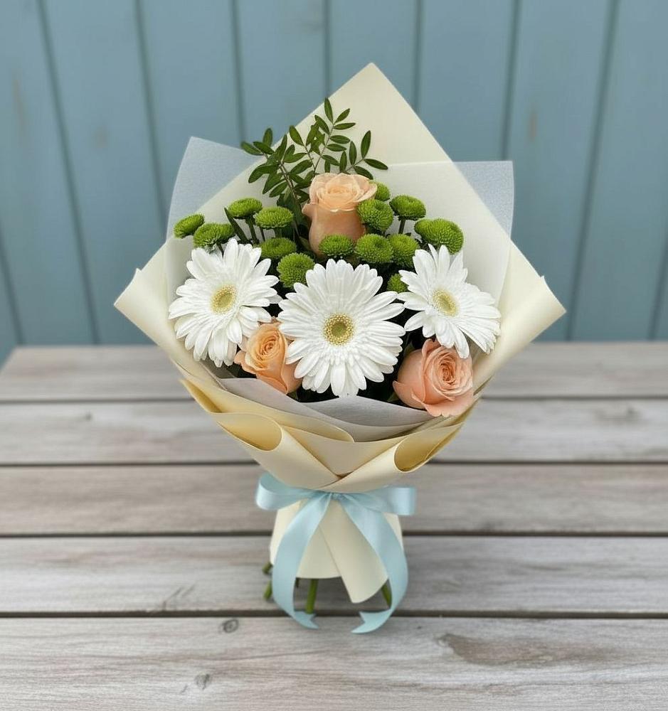 Букет цветов из: Герберы, Розы и Хризантемы в Алупке