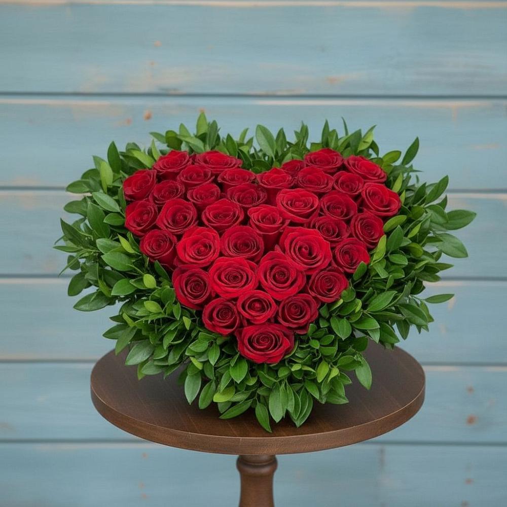 Цветочная композиция из Розы в виде сердца в Алупке