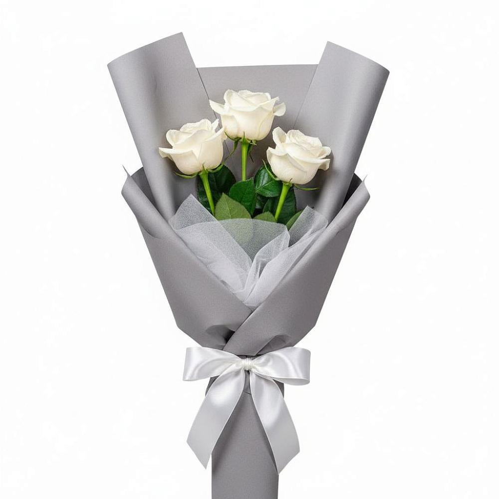 Букет 3 белые розы в Алупке