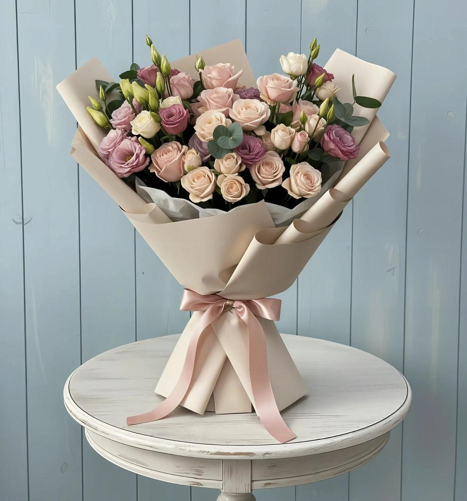 Букет цветов из: Розы и Лизиантусы в Алупке